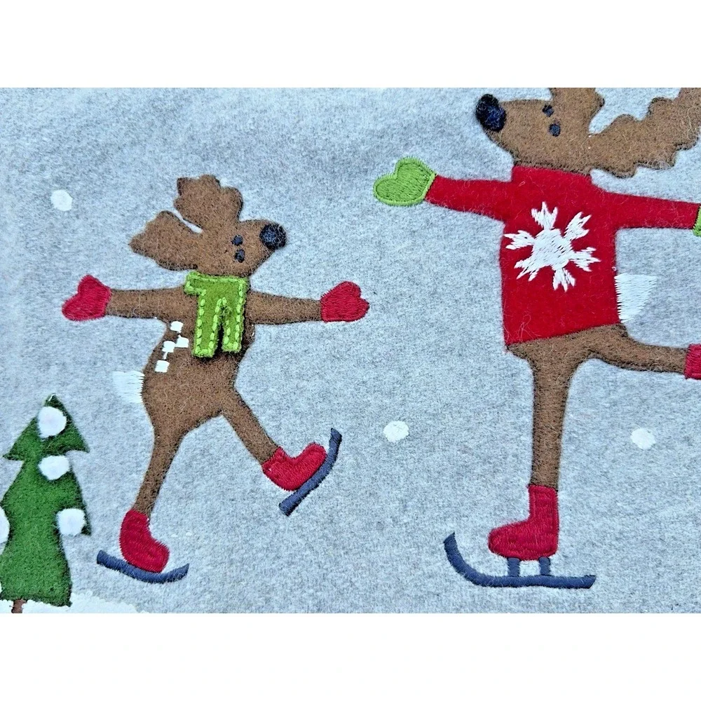 Crate & Barrel Joan Anderson Skating Reindeer Christmas Pillow Cover Set NWT